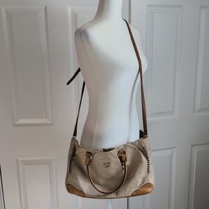 Vintage MCM Cream Leather Two Way Crossbody Bag